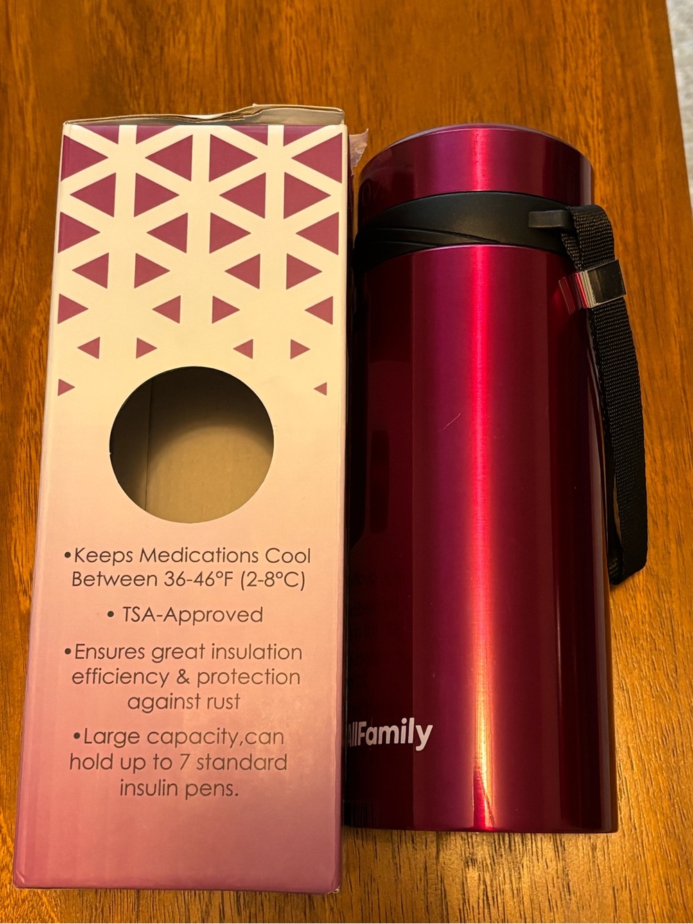 Metallic Raspberry Insulated Medication Cooler Bottle